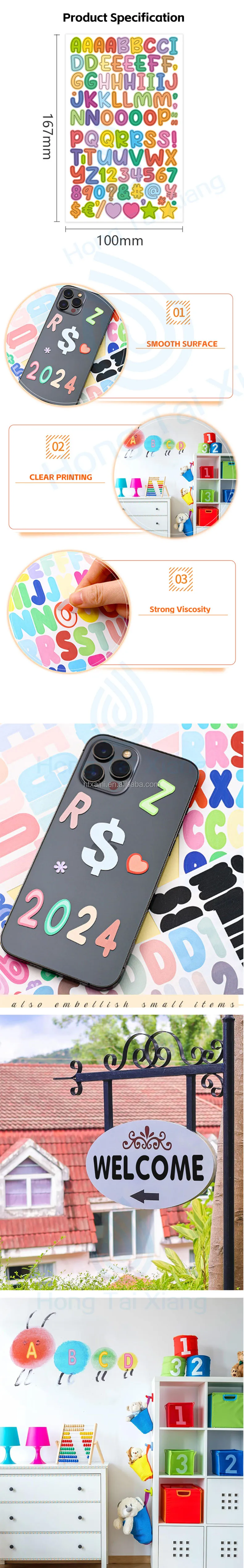 Self Adhesive Black Multi-color Alphabet Stickers Letter Decals for Gift, Mailbox, and Address Numbers Stocks Fast Delivery details