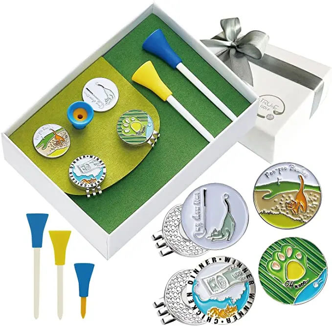 Custom Logo Gift Box Golf Tees Ball Markers Rubber Golf Gift Set Golf