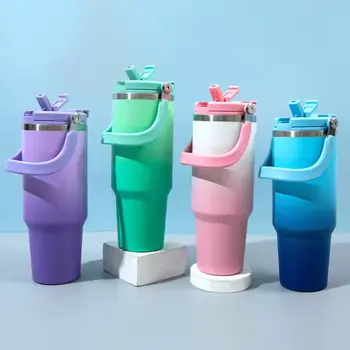 30oz Gradient Painting Stainless Steel Insulated Tumbler Coffee Mug Vacuum Flask Thermal Cup with Handle