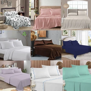 Customized Fabrics Sizes Single Double Bedsheet Queen Size king Bed Fitted Flat Bedding Set Bed Sheet Sets