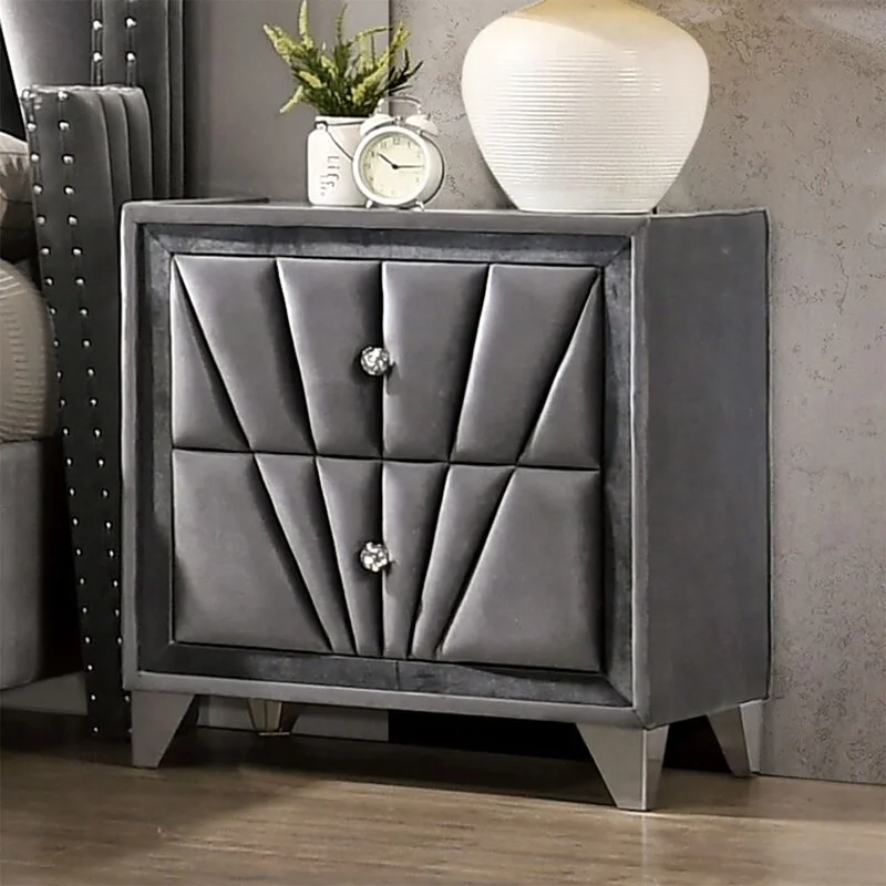 Pinzhi Modern Designer Queen Size Nightstand Solid Wood Dresser Mirror Grey Velvet Bedroom Sets For Home Use