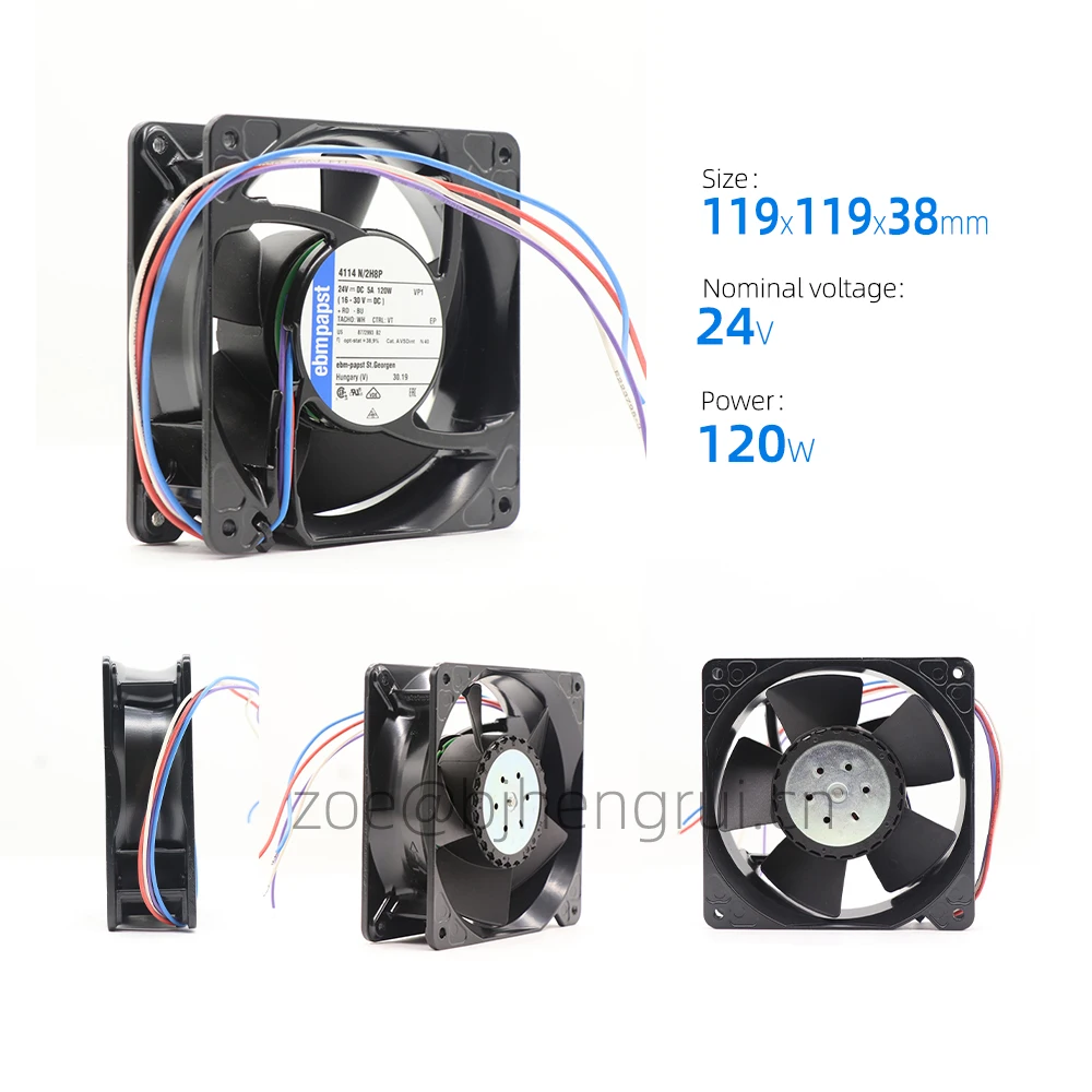 Ebmpapst 4114N/2H8P Cooling Fan - 570m3/h Air Flow, 24V DC