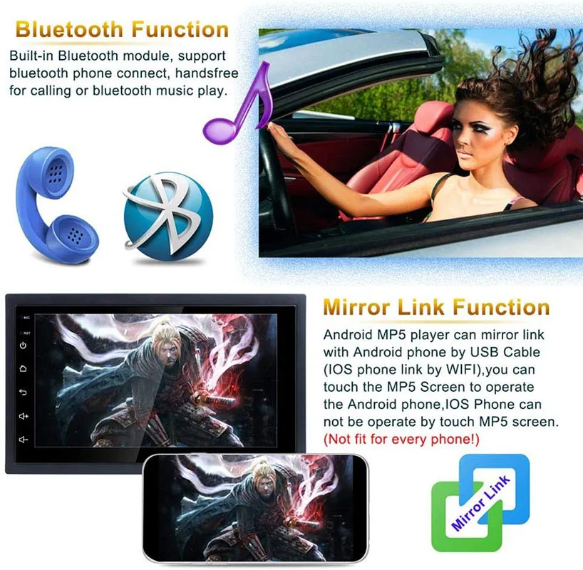 Horizontal to Vertical  Multimedia Music Head Unit Double Din Video Stereo System Autoradio Vertical Screen Car Radio Player