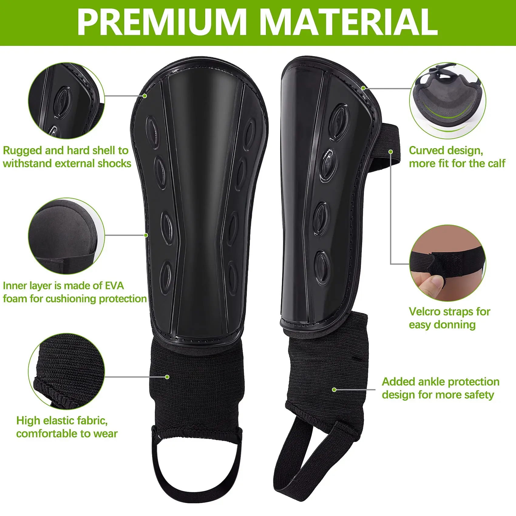 Adult Kids Hockey Football Shin Guard with Ankle Sleeves