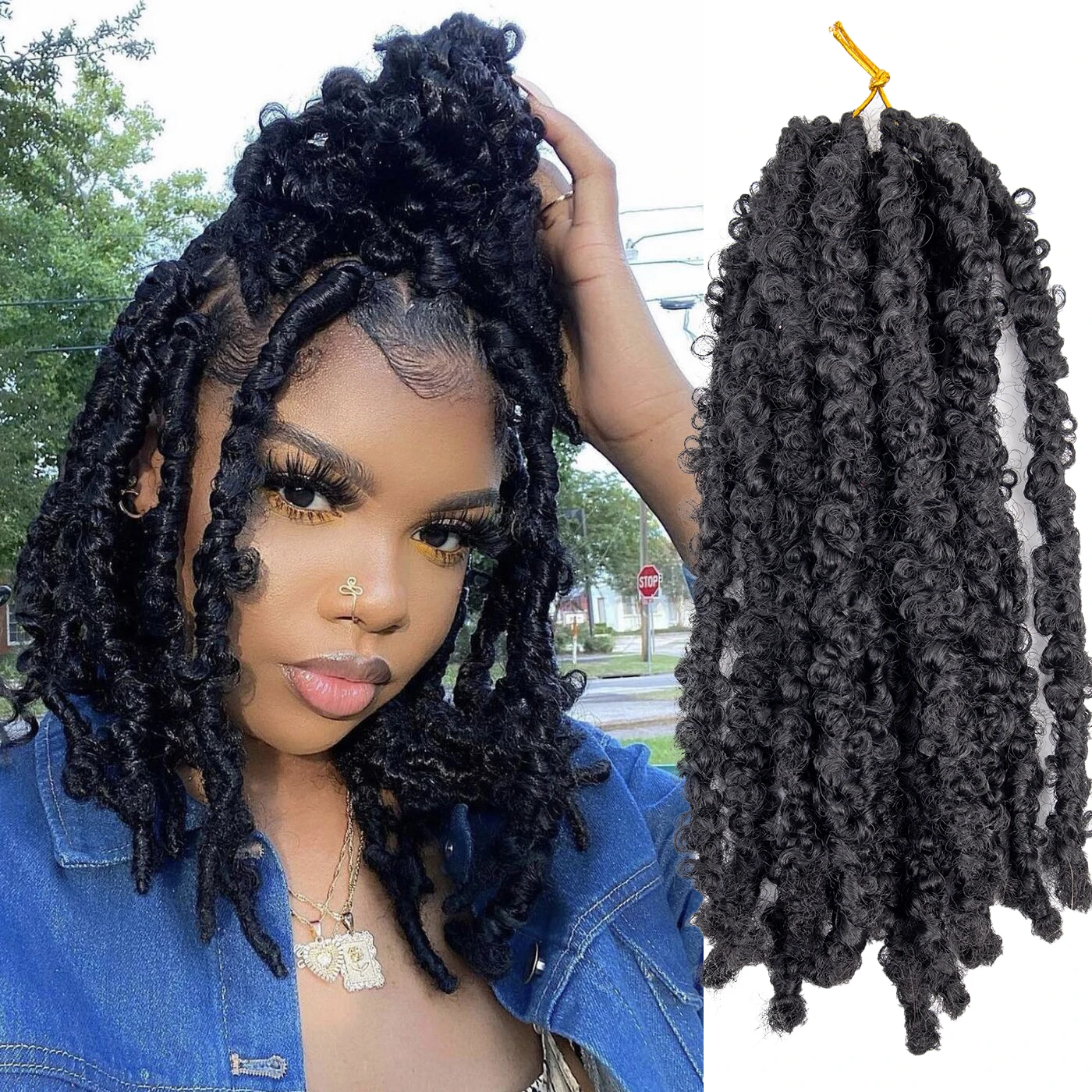 Butterfly Locs Crochet Hair 24Inch Distressed Locs Messy Crochet Braid  14Inch Curly Hair Soft Locs Black Brown Braiding Hair 18 From 5,23 €