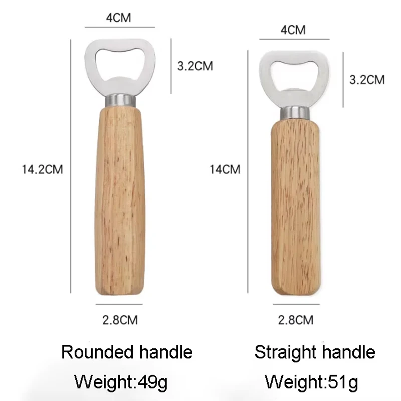 Oem new design kitchen home wedding party stainless steel household bottle opener wooden handle bar beer bottle opener gift