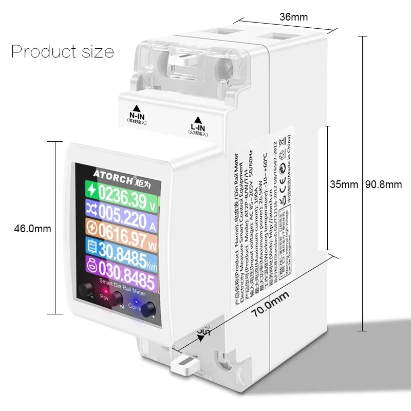 AT2PW 100A Tuya WIFI Din Rail Energy Meter Smart Switch Remote Control AC 220V 110V Digital Volt Amp Kwh Frequency Factor Meter