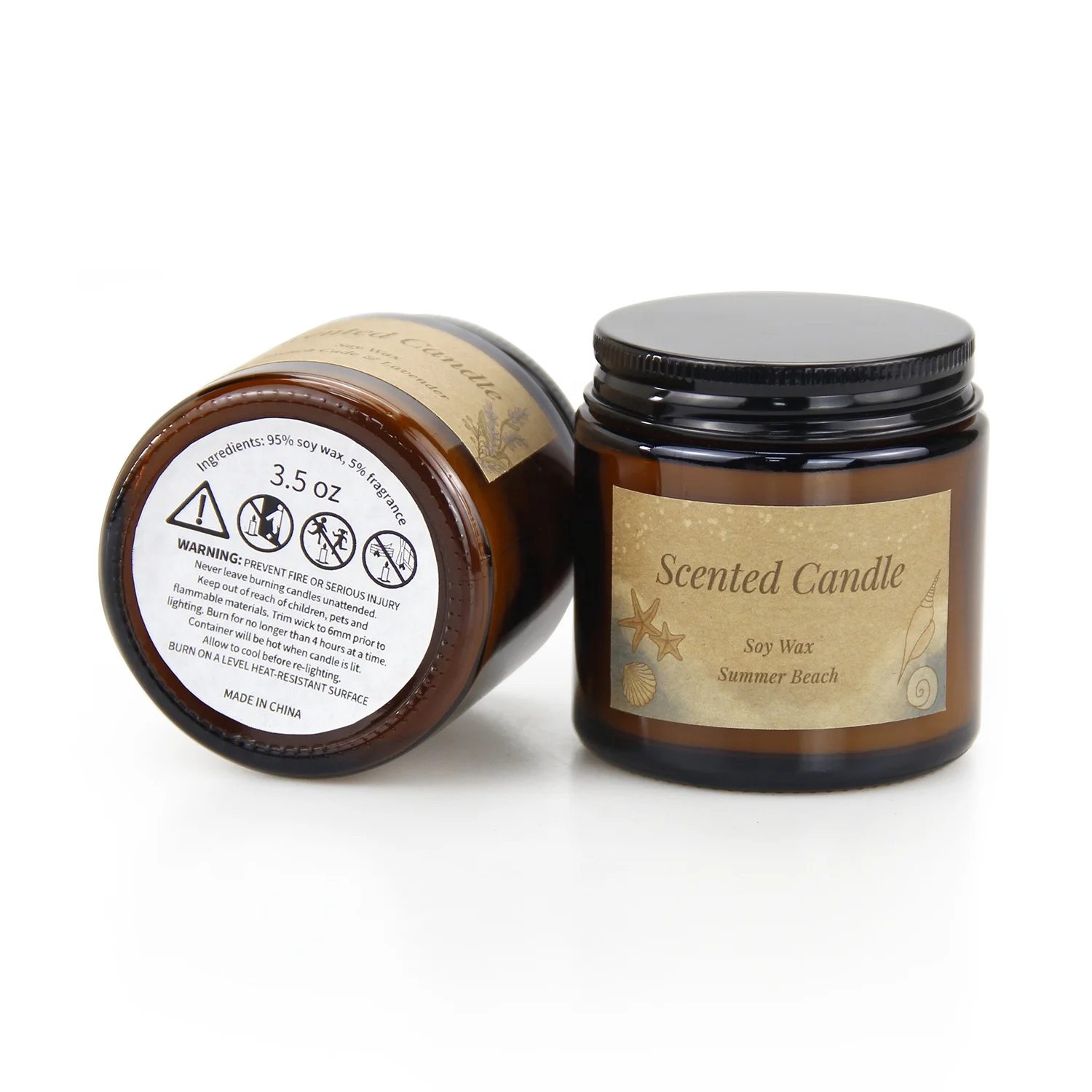 8 Scents for Choice Accept Customized 100 g Brown Glass Jar Packaged Soy Wax Scented Candle with Gift Box