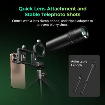 SmallRig 8X Telephoto Lens for Mobile Phone (T-Mount), 8X Optical Zoom HD Telephoto Lens Support Hand-held Spot Shooting - 4737 detail image