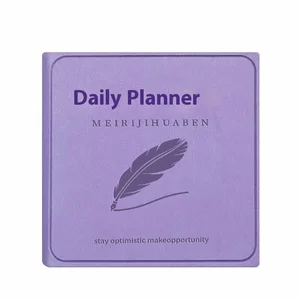 Mini A3 Leather-bound Notebook Thermal Binding Time Management Self-Discipline Check-In Daily Planner Printed Learning Schedule