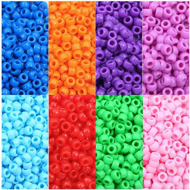 100pcs 6x9mm Acrylic Plastic Beads Big Hole Spacer Beads for Kids DIY Craft Jewelry Bracelets Making Accessories