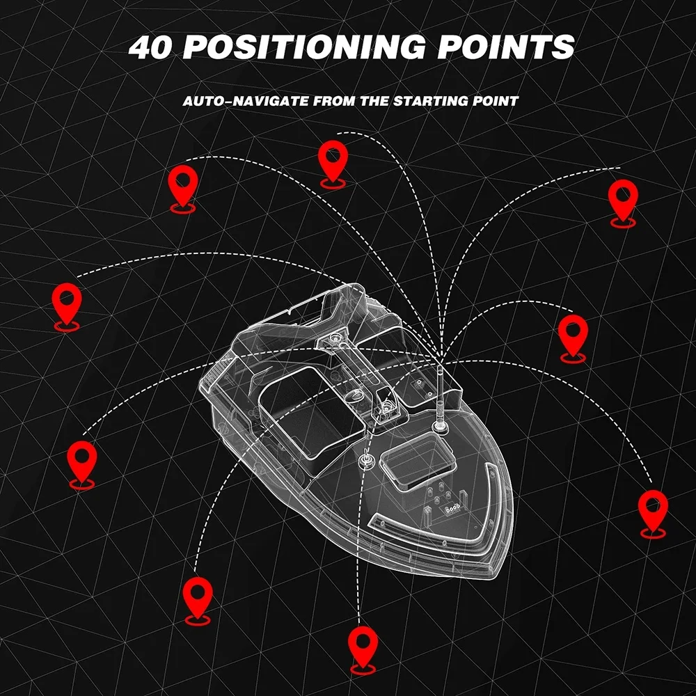 Flytec V020 Bait Boat GPS Fishing Bait Boat 500M With 3 Bait Tanks Fish Finder 2KG Loading Automatic Cruise/Return Fishing Boat