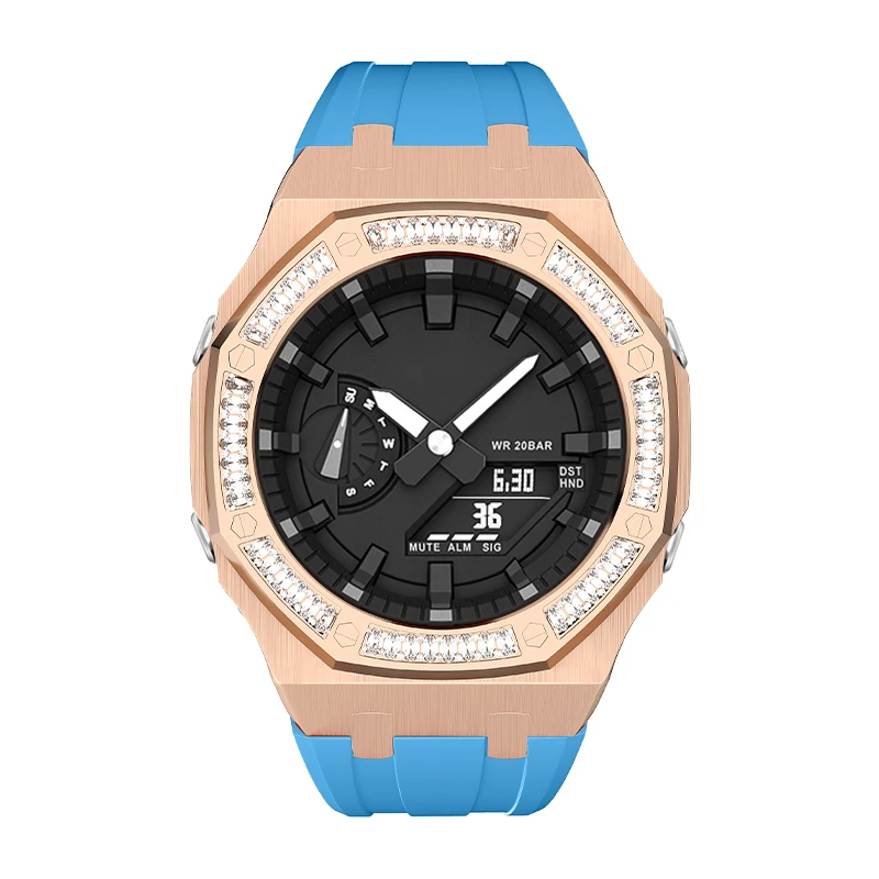 Update 4rd New Luxury Diamond Bezel Silicone Watch Band 316l Stainless