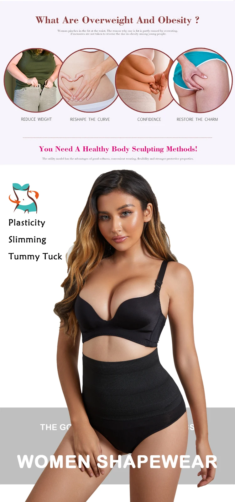 High Waist Plus Size Tummy Control Panties Women Thong Panty Body Shaper Slimming Underwear