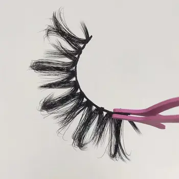 Hand made real human hair bottom faux mink natural wispy eyelashes 3d russian full strip lashes