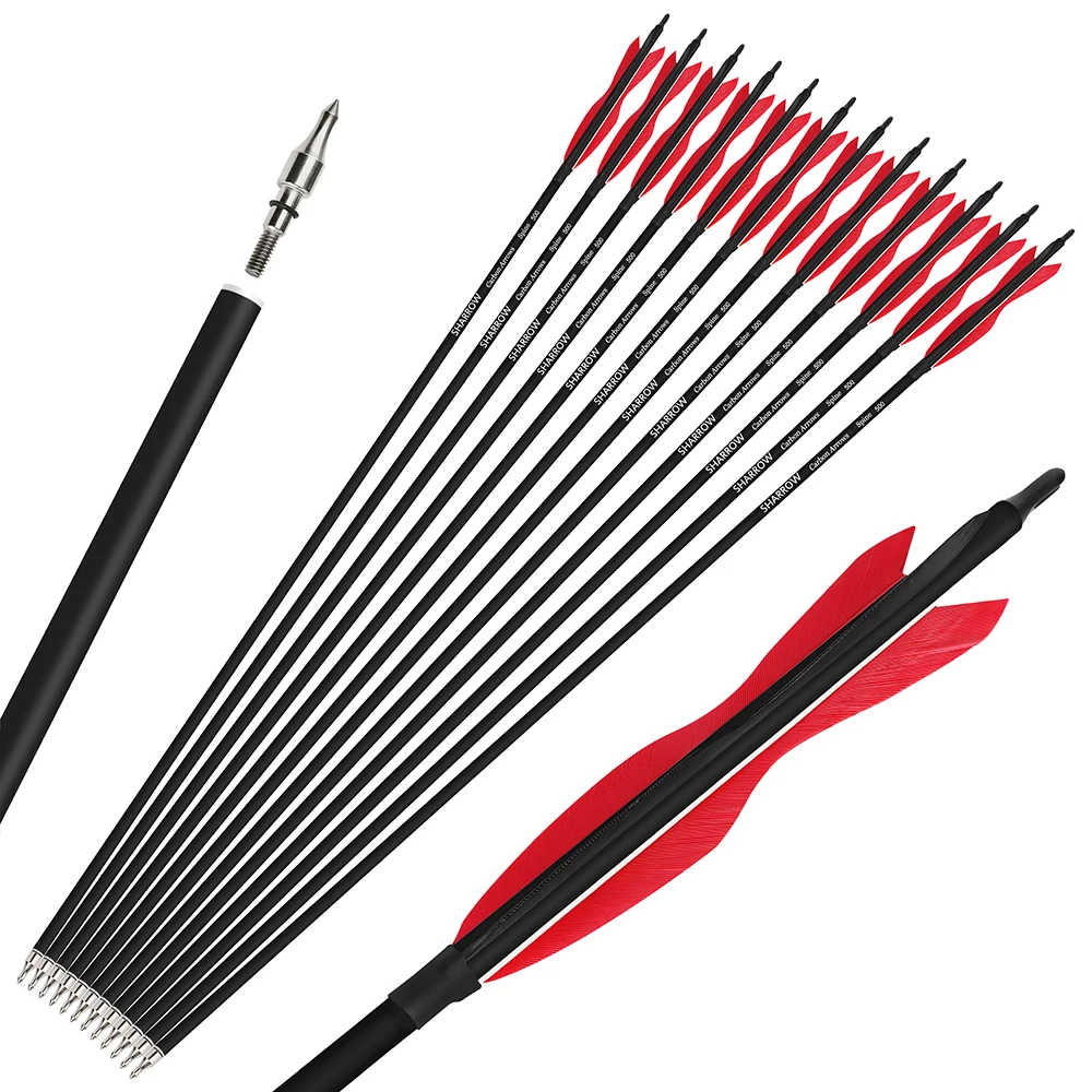 Flèches De Tir à L'arc Flèches En Carbone SP500 30 Pouces Pour Chasse Et Tir L 039 Arc B 754729