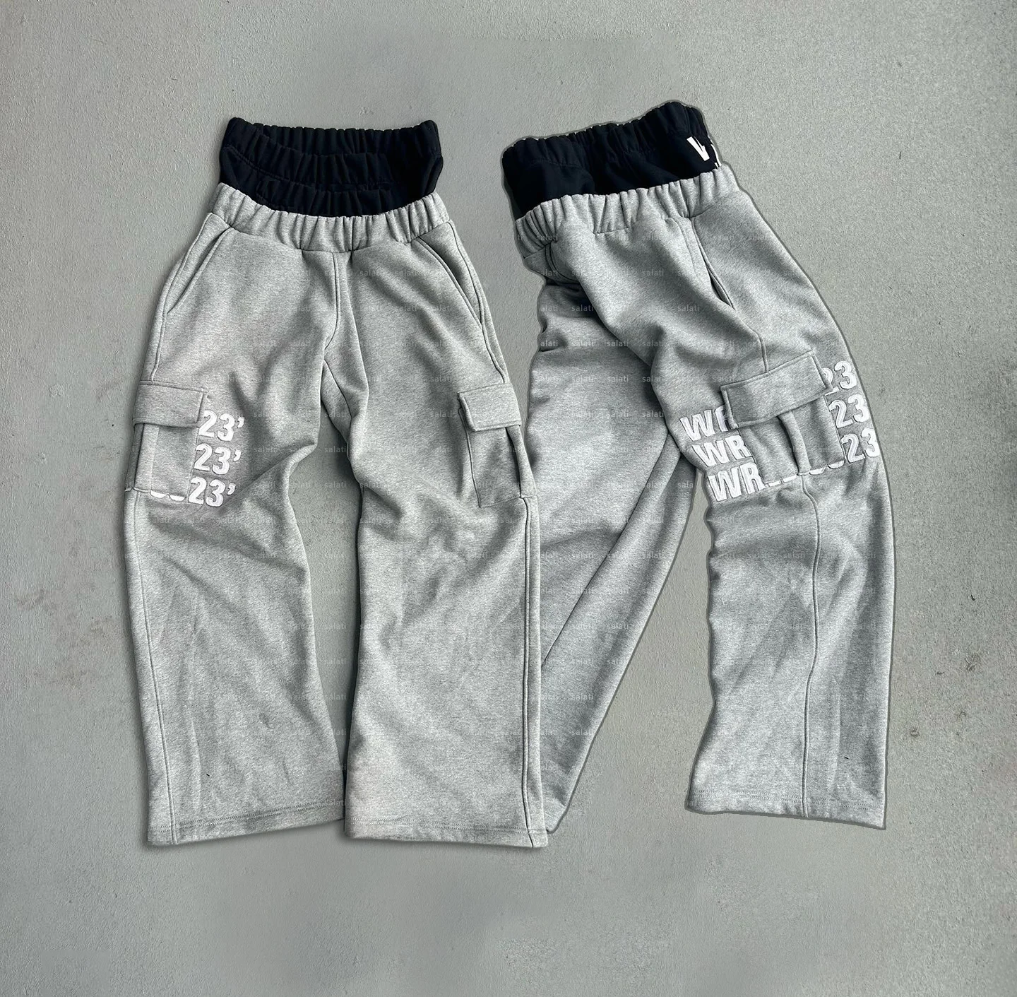 Y2K Flare Sweatpants Sweat TrackPants Custom Embroidery Double Waist 100% Cotton Fleece Straight Leg Jogger Track Cargo Pant Men
