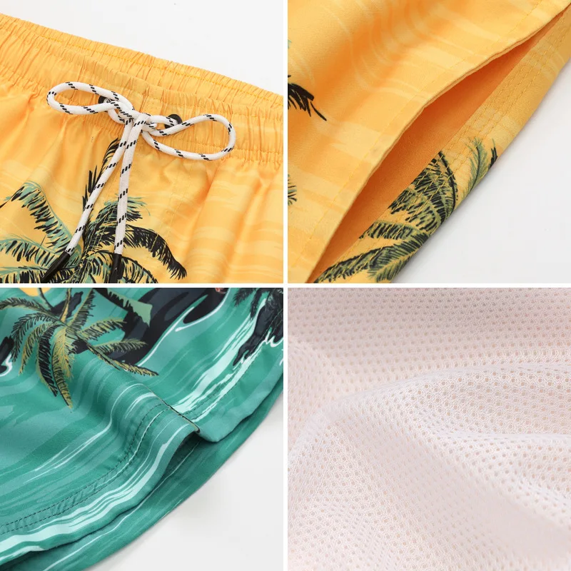 Pohodlné volné střihy, ležérní letní kraťasy s havajským potiskem, rovné pánské plážové kraťasy, velkoobchod 988_voghion.com