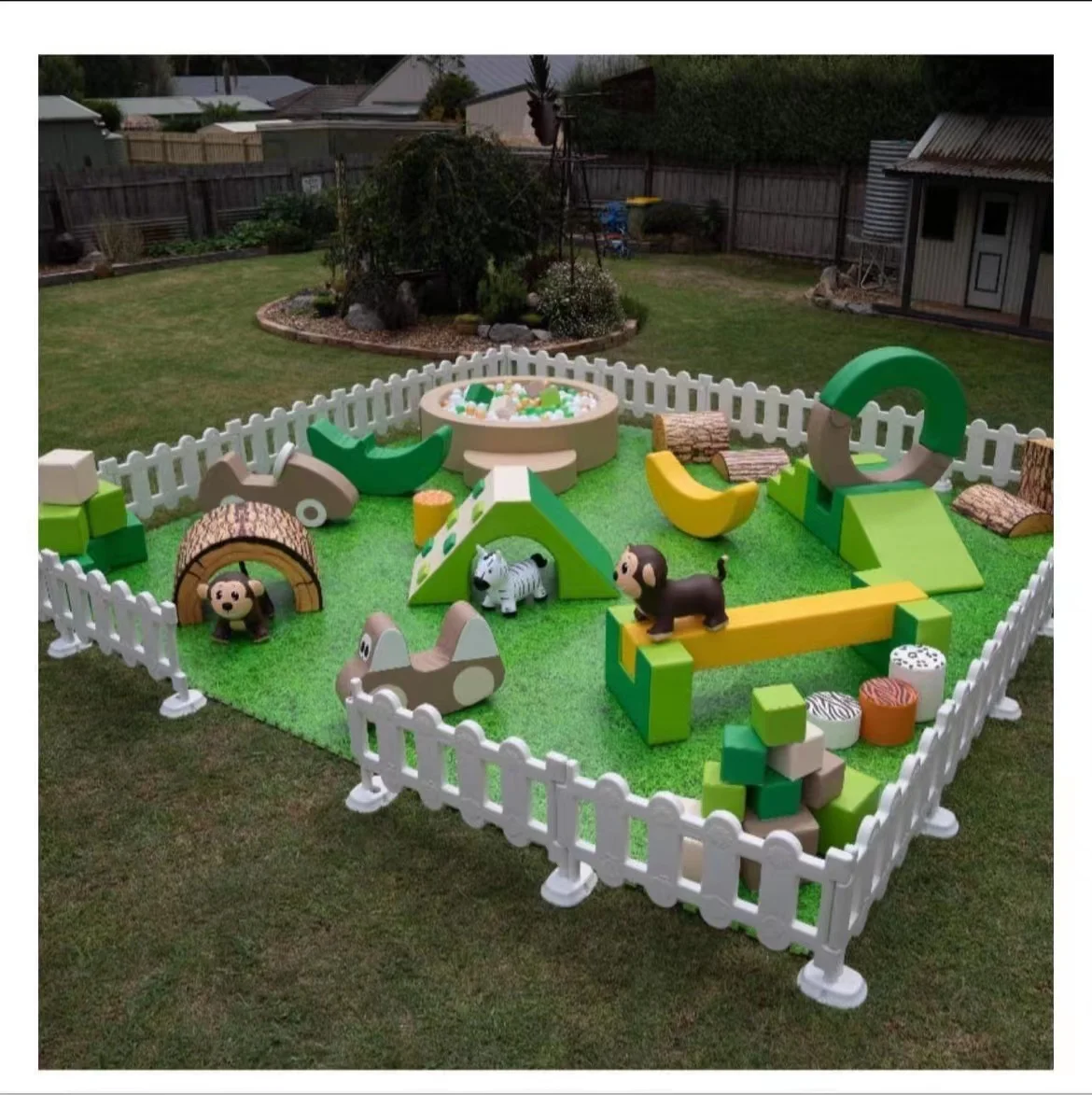 Cute White Farm Soft Play Equipment Hire Toddler Indoor Outdoor Soft Play Birthday Rental