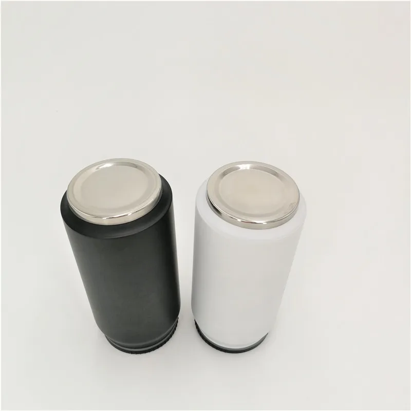 Gobelet isotherme 35 cl (12 oz) en acier inoxydable 304 à double paroi avec couvercle en plastique, blanc/noir._voghion.com