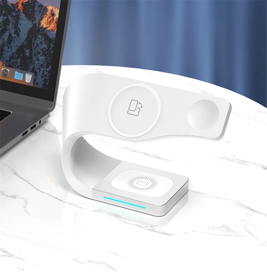 Latest 15W Fast Wireless Charger Stand Dock Station 3-in-1 Technology for Smart Watch Earphones Electric Magneti Dock for iPhone