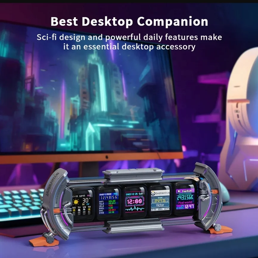 Divoom Times Gate IPS Clock RGB LED Display Cyberpunk Gaming Room Ornaments Smart APP Control Digital Clock