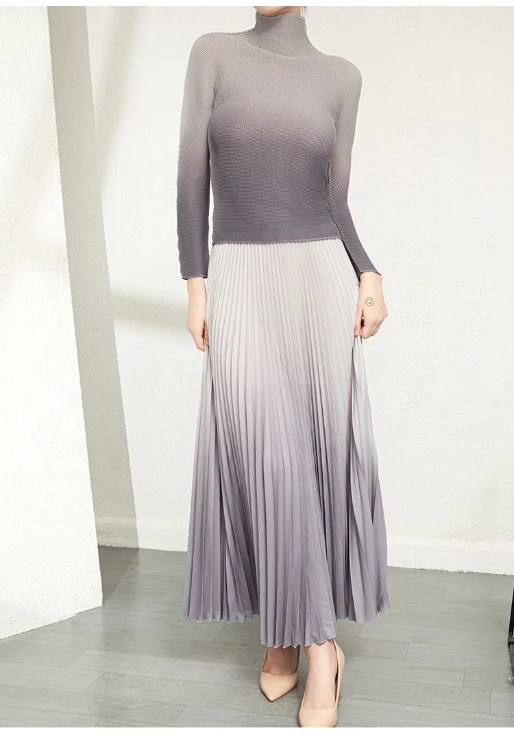 Fast Delivery Clothing 2022 Pleat Printed Gradient Color Women 2 Pieces