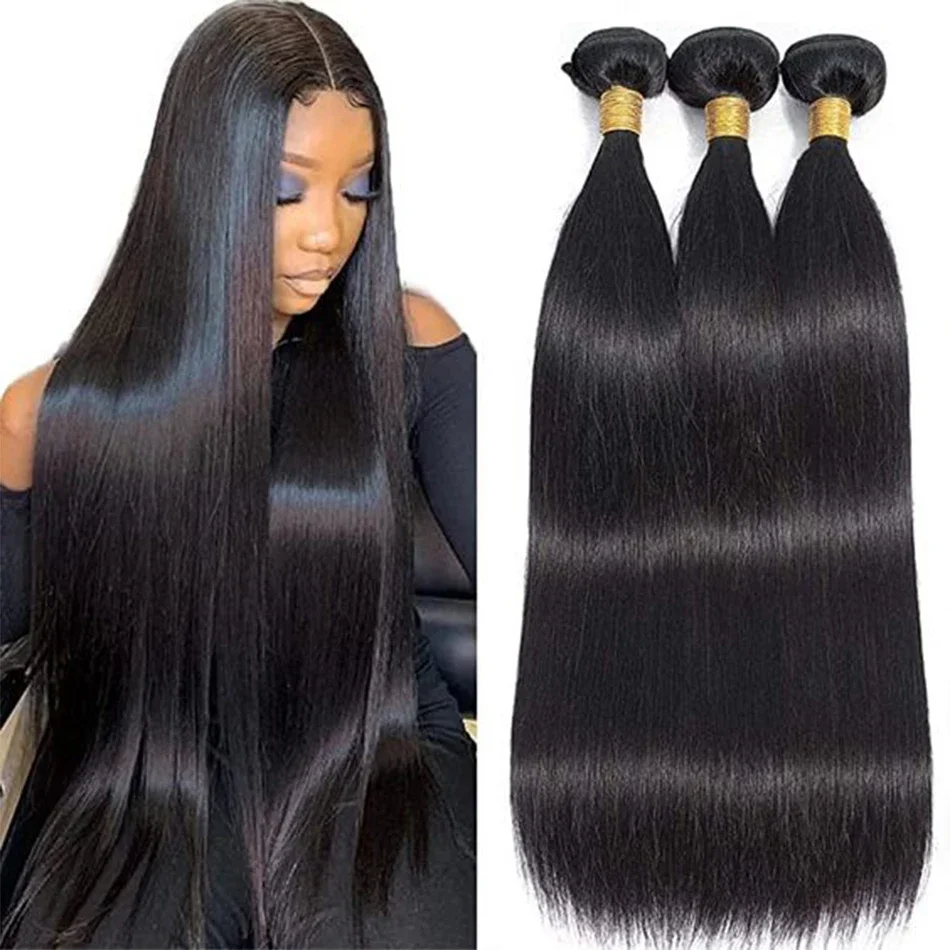 Braziliaanse Remy Human Hair Bundels voor Vrouwen Natuurlijke Zwarte Kleur_voghion.com