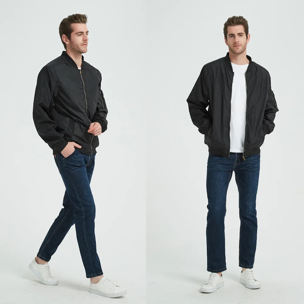 Men's Bomber Jacket Solid Colour Casual Lightweight Autumn Winter_voghion.com