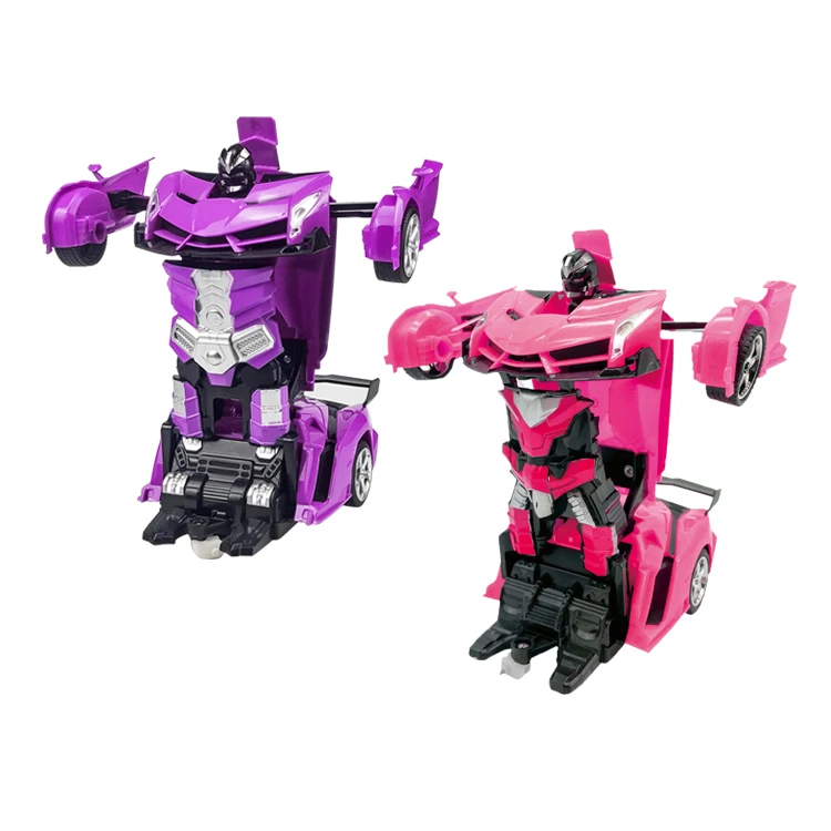 Pink Transforming 2 in 1 Induction Vehicle 360 Degree Toy Deformation Robot Remote Control Car