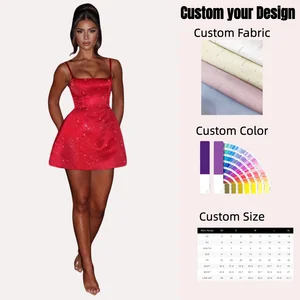 Custom Summer Solid Color Pleated Skinny Sexy Party Cyan Black Ruched Bodycon Sequin Halter Mini Dress for Women