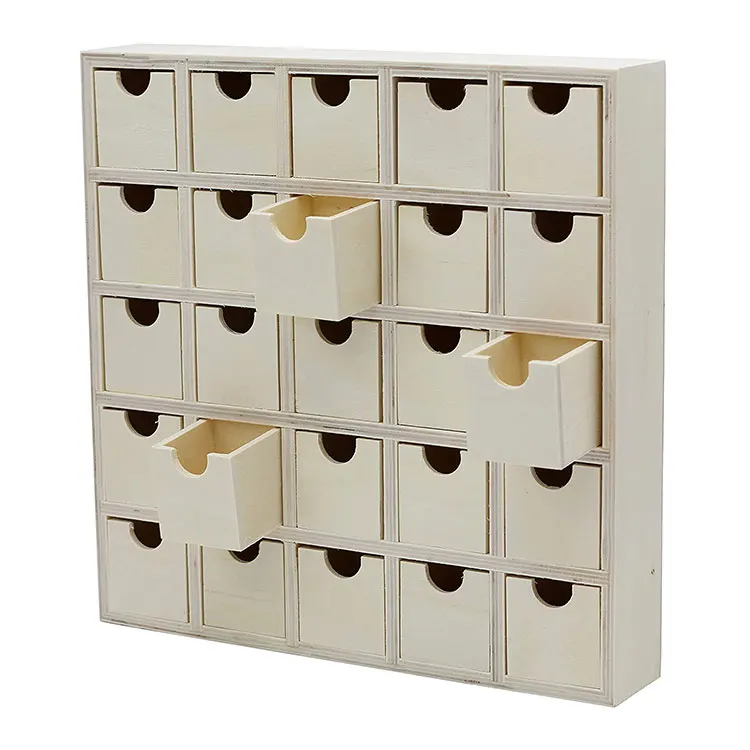 Personalized Unfinished Shadow Box 25 Drawer Wooden Advent Calendar