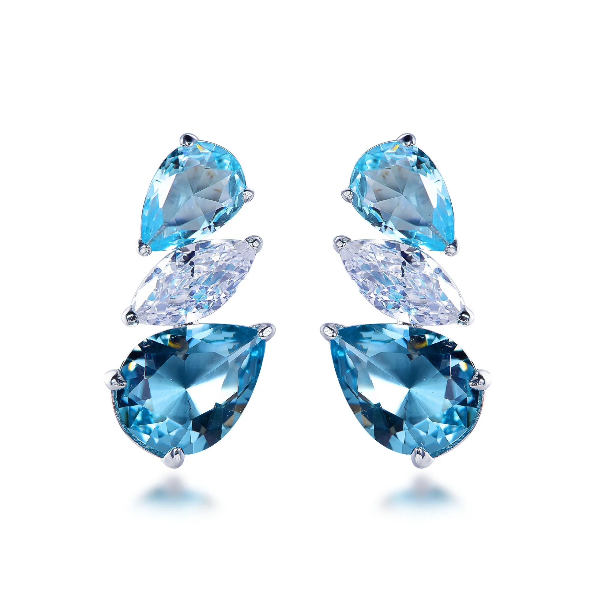 Pear Aquamarine Marquise Tassel Earrings AAA Zircon Earrings 925 Sterling Silver Dangle Earrings for Women