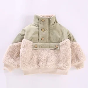 Customized Girls' Winter Garment Dyed Printed Lamb Wool Spandex Fleece-Lined Artificial Fur Thickened Warm Sweatshirt Jacket
