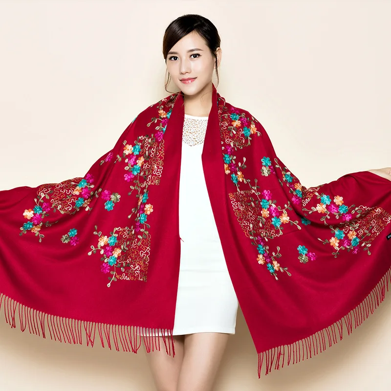 Embroidery National Style Grassland Shawl Winter Women's Scarf