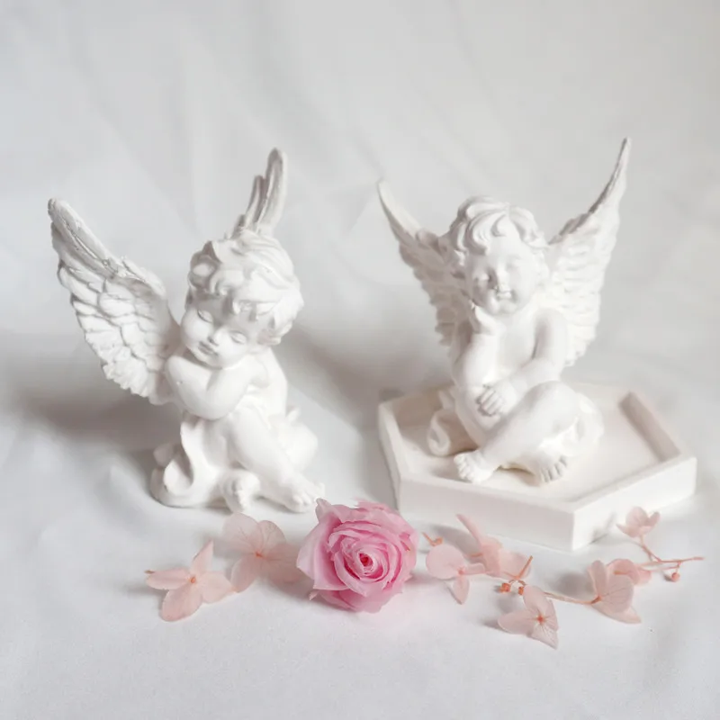 3D Angel Cake Candle Couple 2pcs Silicone Mold Party Decoration Handmade Molds