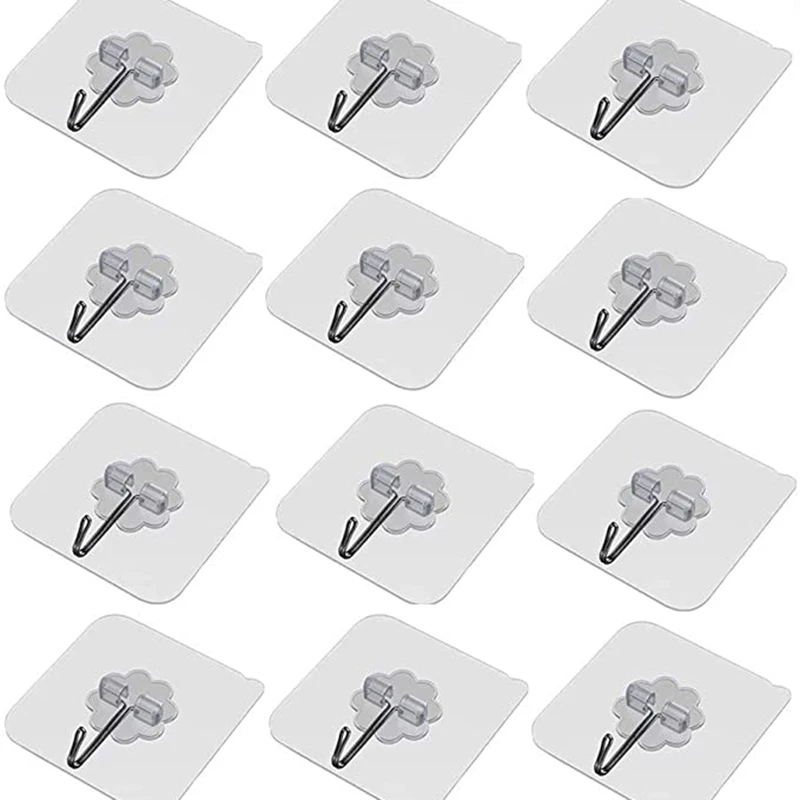 Heavy Duty Adhesive Hooks Transparent Wall Hooks Seamless Adhesive