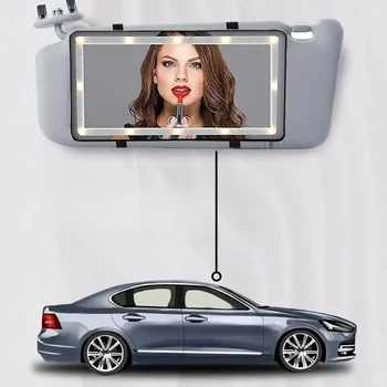 Universal 60 LED Lights Car Interior Mirror Vanity Makeup Mirror with 3 Lighting Modes Rear Sun Visor Mirror