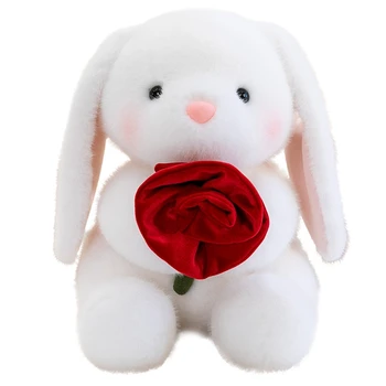 Cute Plush Hug Rabbit With Rose Gift Box Apple Milk Stuffed Plush Toys for Kids Girl Friends for Valentine'S Day