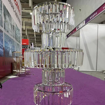 Wedding hall road crystal pendant flower stand wedding props round flower arrangement main table decorative ornaments