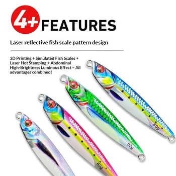 Metal Jig Long-Cast Sea Fishing Artificial Hard Bait 3D Printed Scaly Glow-in-the-Dark 60g 80g Mackerel – Metal Jig – view 2