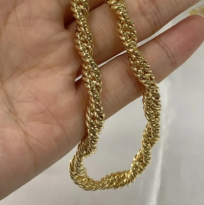 Collana Catena 6mm Placcata Oro 24k Per Donna E Uomo