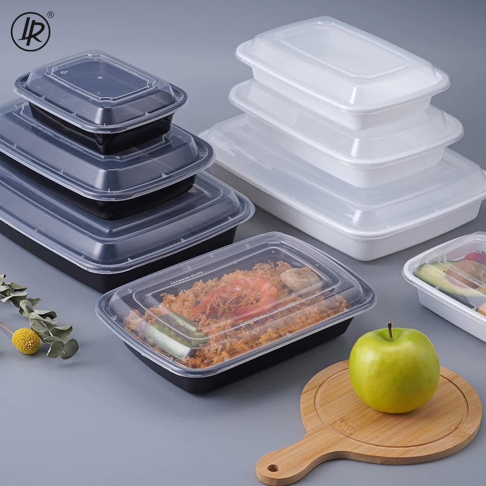 1125ml Disposable Microwave Safe Togo Containers Black Plastic Meal ...