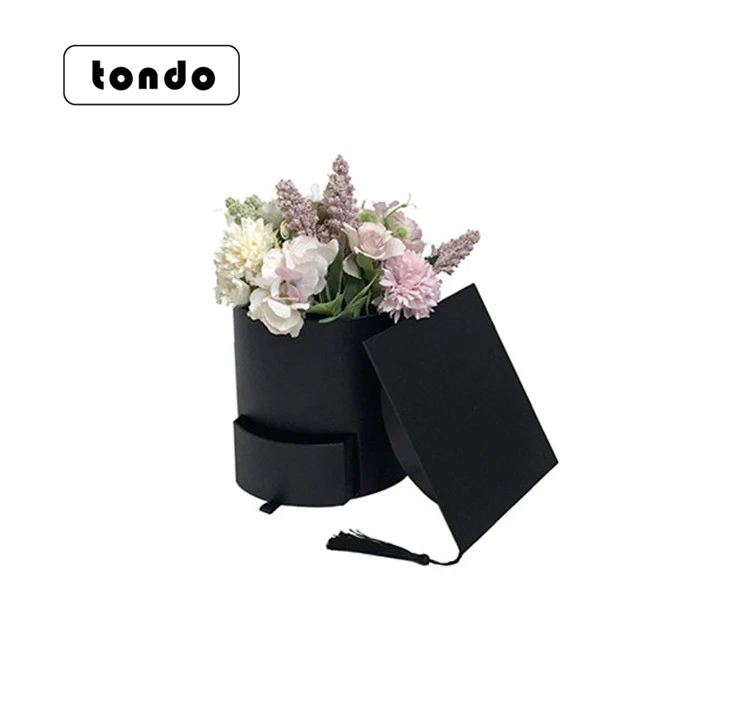 Tondo Hot Sale Round  Hat Box Graduation Gift Cardboard Boxes for Flower Arrangement Box