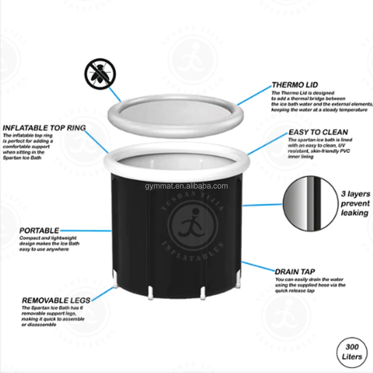 2023 Customized Size Inflatable Ice Bath Polyester Fabric Ice Bath