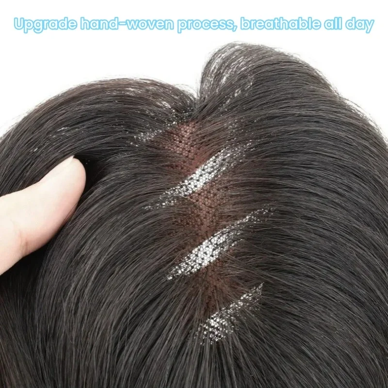 10inch T-Shaped Human Hair Piece - Natural Invisible Clips display picture 1