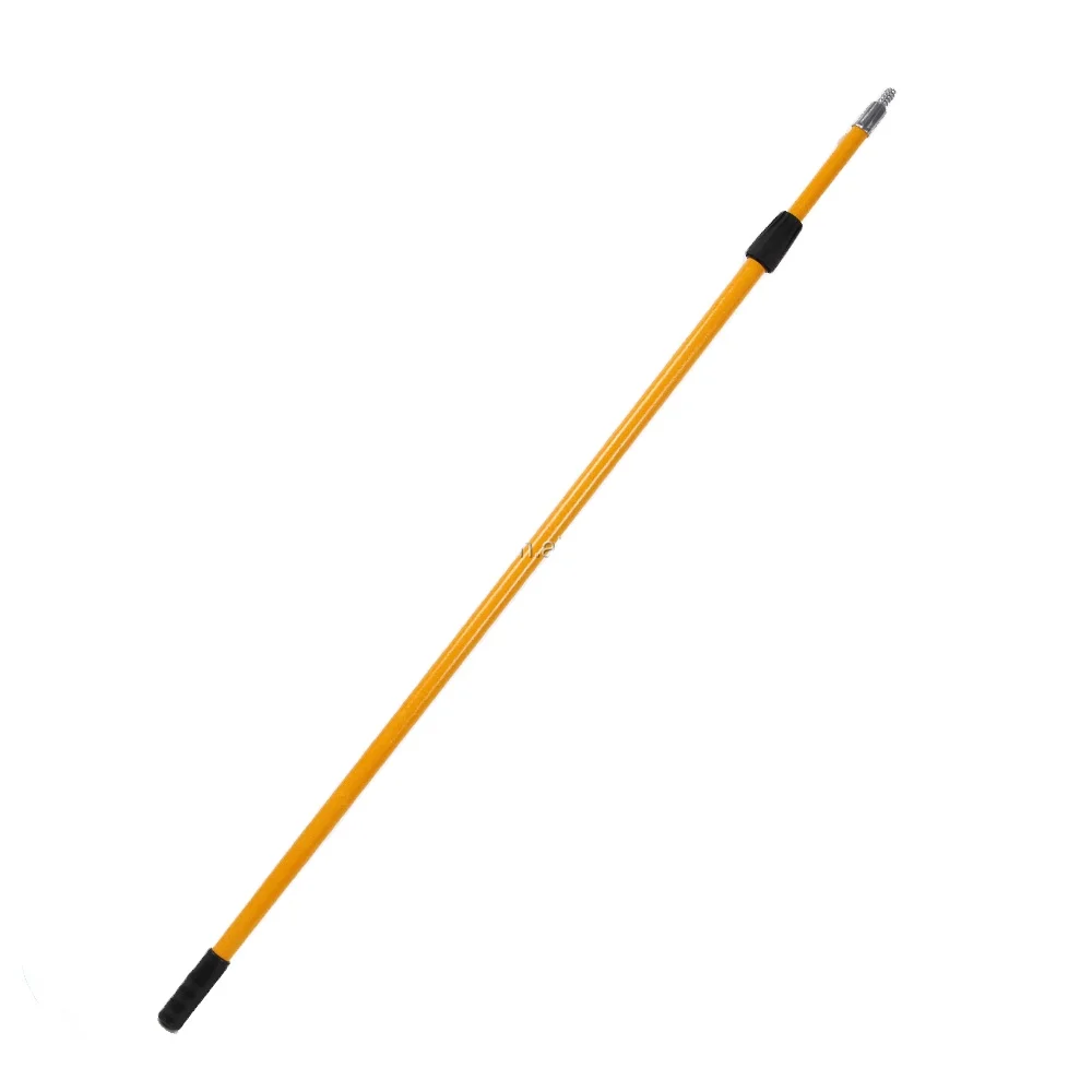 Sturdy 2-Section Aluminum Telescopic Fiberglass Extension Pole with Adjustable Metal Threaded Tip and Plastic Twist-On Adapter