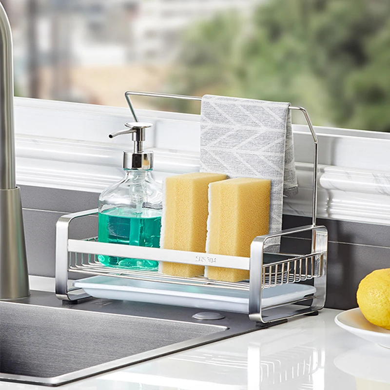 Hot Multifunction Sink Kitchen Storage Stand Sink Towel Holder Sponge