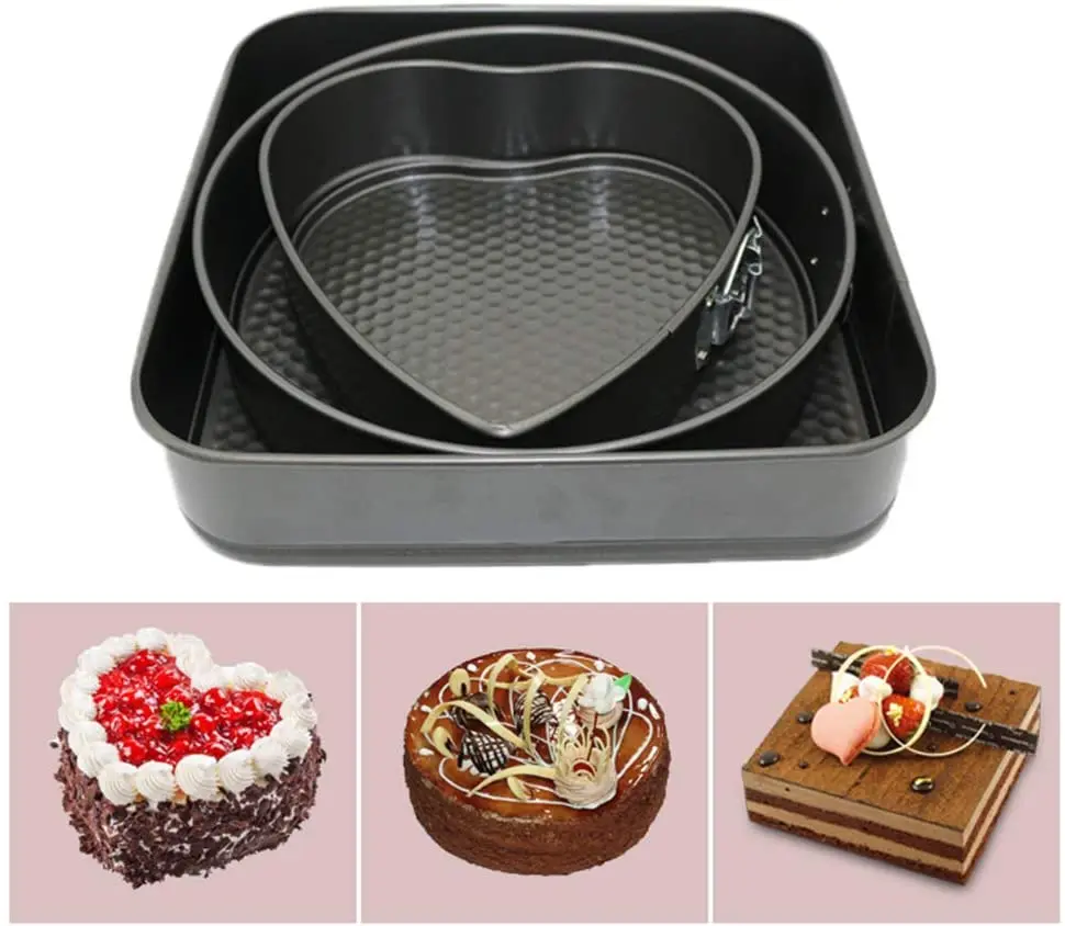 Bakeware Heart Shaped Springform Cake Pan with Removable Bottom Baking Mold For DIY Dessert Love Round Heart Square Shape