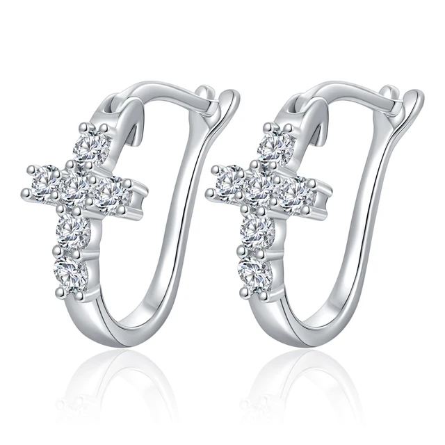 Ruizuan Earrings Display Moisannite Cross Plated Western Non Tarnish 925 Silver Earrings Moissanite Fancy Jewellery